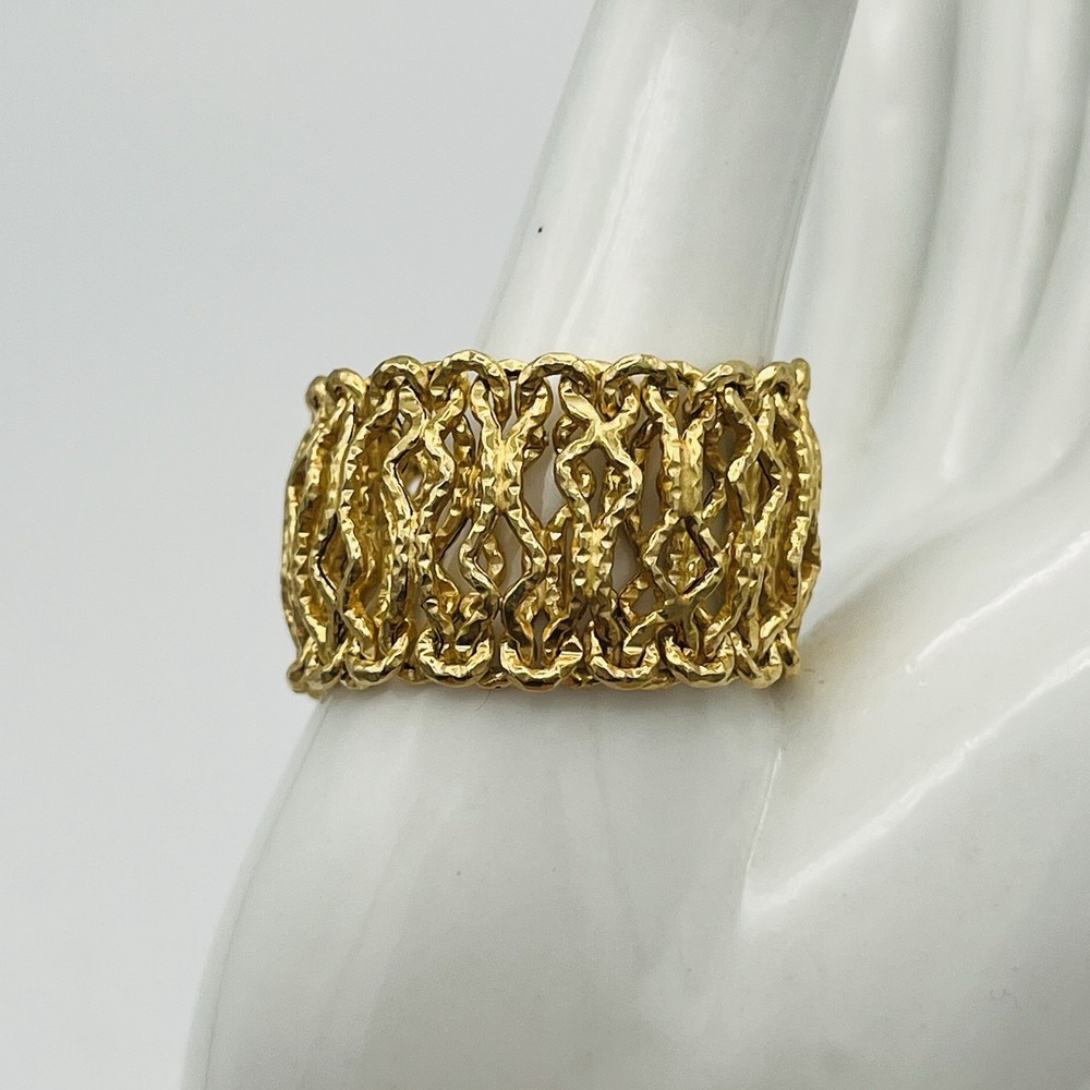 Milor Ring Modernist Style 14K Yellow Gold Flexible Link Vintage Size 11 3.54g